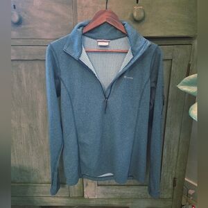 Columbia Women's Teal Quarter Zip-Up Waffle Top SZ m